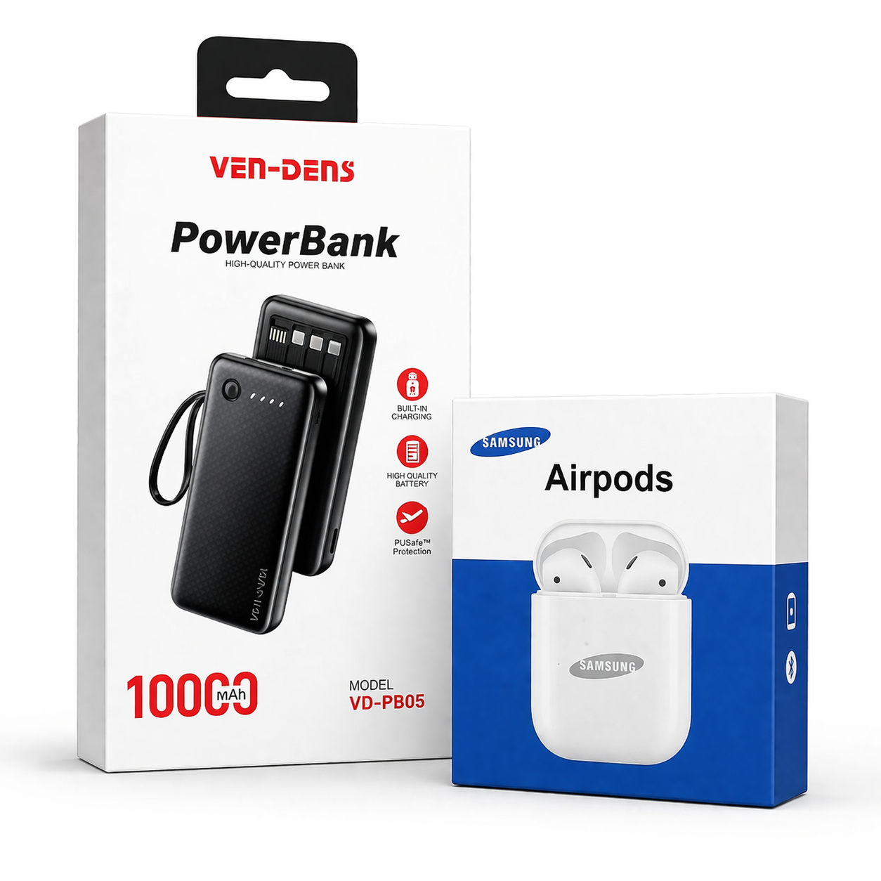 Ven-Dens Power Bank cable and Samsung Airpods thumbnail 2
